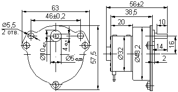 Электродвигатель тихоходный синхронный многополюсный типа ДСОР 32. Схема
